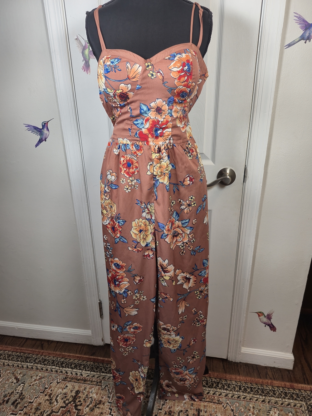 ​Band of Gypsies Floral Sweetheart Wide Leg Jumper Size Large - Picture 4 of 6